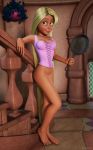 1girl 3d bottomless female female_only frying_pan kondaspeter mostly_nude rapunzel solo tangled teen teenage_girl young_adult
