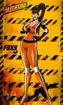 1girl disney female_only foxy_(motorcity) full_body grimphantom high_heels huge_breasts latina motorcity orange_bodysuit unzipped_bodysuit