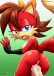  1girl anus archie_comics ass bbmbbf blue_eyes breasts brown_hair cum fiona_fox from_behind furry looking_at_viewer looking_back mobius_unleashed nipples open_mouth palcomix penis sega semen sex short_hair sonic_(series) sonic_the_hedgehog_(series) tail tongue tongue_out 