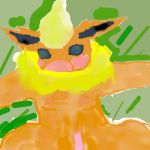 booster_(pokemon) creatures_(company) eeveelution fire_type_pokemon flareon furry game_freak gen_1_pokemon nintendo orange_fur pokemon pokemon_(anime) pokemon_(creature) pokemon_(game) pokemon_(species) tail watercolor_(medium)