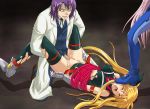  1boy 2girls bdsm blonde_hair blush bodysuit bondage bound breasts censored closed_eyes cum cyclone erect_nipples fate fate_testarossa hair hetero jail_scaglietti labcoat long_hair lyrical_nanoha mahou_shoujo_lyrical_nanoha mahou_shoujo_lyrical_nanoha_strikers missionary multiple_girls no_panties numbers numbers_(nanoha) penis rape sette sette_(nanoha) sex spandex thighhighs torn_clothes twintails vaginal 