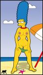 1girl beach female_only luberne marge_simpson solo the_simpsons tropicoboy yellow_skin