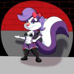  1girl absurd_res anthro dreamcastzx1 fifi_la_fume furry high_res mammal simple_background skunk standing tiny_toon_adventures warner_brothers 