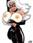 anti_hero ass big_ass black_bodysuit black_cat_(marvel) blue_eyes breasts caucasian caucasian_female cleavage clothed_female comic_book_character domino_mask felicia_hardy huge_breasts light-skinned_female lipstick long_hair makeup marvel marvel_comics mask mature_female nipples pussy red_lipstick rob_durham skin_tight skintight_bodysuit spider-man_(series) unzipped unzipped_bodysuit white_hair