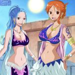  2_girls alternate_costume anime big_breasts bikini breasts female_only greengiant2012 huge_breasts looking_at_viewer nami nefertari_vivi one_piece 