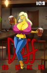  arabatos beer big_breasts breasts cleavage the_simpsons titania_(the_simpsons) yellow_skin 