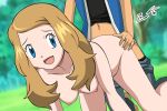 all_fours ash_ketchum doggy_position male/female nude outside pokemon pokemon_xy satoshi_(pokemon) serena serena_(pokemon) solo_focus yxyyxy zaizaiwangwang