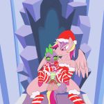  2015 anal anal_penetration animal_genitalia animal_penis anthro anus blush christmas crossgender dragon duo equine equine_penis erection feathered_wings feathers friendship_is_magic girly highres holidays horn male male/male mammal my_little_pony penetration penis princess_cadance saurian_(artist) scalie sex spike testicles winged_unicorn wings 