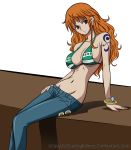  big_breasts breasts cleavage jeans nami one_piece xthemagicianx_(artist) 