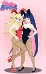 2_girls big_breasts breasts bunny_ears bunnysuit copyright_name female_only high_heels long_hair looking_at_viewer panty_&amp;_stocking_with_garterbelt panty_(psg) panty_anarchy pervyangel sister sisters stocking_(psg) stocking_anarchy very_long_hair