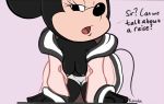  1girl all_fours animal_ears black_eyes breasts cute disney furry looking_at_viewer minnie_mouse mouse nipples renabu tail 