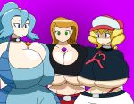 3_girls age_difference bbw breast_expansion clair_(pokemon) cleavage domino_(pokemon) fat female_only huge_ass huge_breasts hypnotized ibuki_(pokemon) igphhangout lollipop pokemon tight_clothing underboob