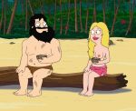  american_dad blonde blonde_hair breasts francine_smith jungle nipples stan_smith tagme topless 