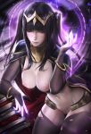  1girl aura big_breasts black_hair books breasts crown fire_emblem fire_emblem_awakening hot jewelry long_hair magic pale_skin partially_clothed pussy sakimichan tagme tharja 