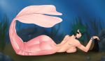  1girl ass big_breasts breast_press breasts camie mermaid nude one_piece sami-hada sideboob undressing 