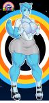  1girl 1girl 2016 anthro areola big_breasts blush breasts cartoon_network clothed clothing feline fur furry high_res huge_breasts jay-marvel mammal mature_female milf muscular nicole_watterson nipples parent smile the_amazing_world_of_gumball thick_thighs whiskers 