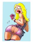  american_dad anus bangle bare_ass belt blonde_hair dancing edit francine_smith labia long_hair mitts open_mouth pussy rear_view safety_pins semi_nude stockings tongue 