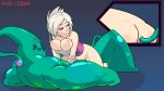  16:9_aspect_ratio 1girl 1girl anal anus ass big_breasts bottomless bouncing_ass bouncing_breasts breasts close-up cowgirl_position double_penetration gif girl_on_top green_skin happy_sex hetero league_of_legends madclown24 male monster on_back penis pussy riven_(league_of_legends) shirt_down slime slime_monster smile straddling tentacle vaginal white_hair zac_(league_of_legends) 