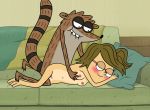 beaver cartoon_network couch_sex eileen_(regular_show) eileen_roberts furry raccoon regular_show rigby vaginal