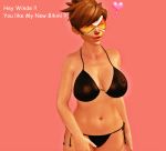  1_girl 3d bikini brown_eyes brown_hair brunette female goggles human overwatch posing render semi_nude solo solo_female tracer_(overwatch) xnalara xps 