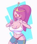  1girl adventure_time big_breasts bouncing_breasts breasts dabble_(artist) female female_only gif long_hair pink_hair pink_skin princess_bubblegum shiny shiny_skin solo tiara 