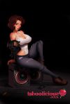  1_female 1_girl beautiful big_breasts breasts brown_hair cleavage female female_only human human_only insanely_hot looking_at_viewer milf sitting solo speaker taboolicious vanessa white-devil_(artist) 