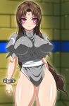 big_breasts blush bracelet breasts chun-li costume griffin_(artist) hypnotic_accessory long_hair microchip pink_eyes standing_at_attention street_fighter tech_control