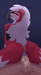  1girl 2017 anthro anus ass balls bodily_fluids canid canine cowgirl_position cum cum_in_pussy cum_inside duo erection female_on_top genital_fluids genitals human human_on_anthro interspecies looking_back lycanroc male male/female male_on_bottom mammal midnight_lycanroc nintendo nude on_bottom on_top penis pinkcappachino pok&eacute;mon pok&eacute;mon_(species) pok&eacute;philia red_eyes saliva sex sharp_teeth solo_focus straddling teeth tongue tongue_out vaginal video_games 