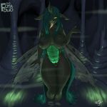  1girl anthro big_breasts breasts cave friendship_is_magic hair_over_one_eye kevinsano looking_at_viewer my_little_pony nipples nude pussy queen_chrysalis tongue wings 