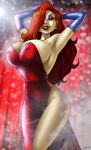 1girl big_breasts breasts cleavage disney dress erect_nipples female female_only fuckable human human_only insanely_hot inviting jessica_rabbit long_hair looking_at_viewer nipples red_hair redhead smile standing who_framed_roger_rabbit wilko