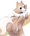  1girl 1girl 2017 anthro anthrofied areola ass big_ass black_nose blush breasts canid canine collar green_eyes looking_at_viewer looking_back lycanroc mammal midday_lycanroc nintendo nipples pinkcappachino pok&eacute;mon pok&eacute;mon_(species) pok&eacute;morph smile video_games 