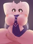  1girl 2016 anthro big_breasts blush breasts caprine duo erection furry goat high_res horn looking_at_viewer male male/female mammal nickii nipples penis pussy red_eyes simple_background solo_focus toriel uncut undertale video_games 