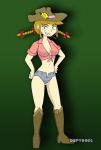 boots braid cowboy_hat cowgirl gspy2901 mary_guadalupe minishorts plaid_shirt redneck teen tied_shirt twin_tails