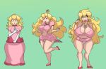  before_and_after bimbofication blonde_hair breast_expansion breasts cleavage erect_nipples female_only femsub hair hair_growth huge_ass huge_breasts huge_hips large_breasts large_lips large_nipples lemonfont long_hair midriff miniskirt nintendo open_mouth panties princess princess_peach skirt super_mario_bros. tongue tongue_out transformation underwear upskirt very_long_hair 