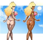  ass big_ass big_breasts bikini breasts dark_skin princess_peach super_mario_bros. swimsuit tirnanogindustries 