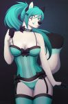  lingerie tagme turquoise_hair wolf wolfy-nail 