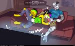  ass breasts comic couch cum cumshot drooling furry licking nipples open_mouth pussy tongue video_game 