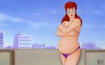  big_breasts breasts covering ghostbusters janine_melnitz k76_(artist) pregnant topless 