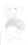  1girl adventure_time ass blush bow bubble_butt bulumble-bee cartoon_network clothed clothing female_only hair hair_ornament huge_ass large_ass looking_at_viewer looking_back open_mouth ponytail princess_bubblegum round_ass running shoes short_hair shorts sketch tanktop thick_thighs thighs wide_hips 