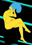  blue_hair huge_breasts marge_simpson nude pbrown the_simpsons whoa_look_at_those_magumbos yellow_skin 