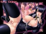  1girl areolae black_clothes black_hair black_jacket black_legwear black_panties black_thighhighs blush breasts breasts_outside chains clitoris collar cum cum_on_breasts cum_on_upper_body ejaculation facial fingering holding_panties huge_breasts jacket kagami_hirotaka legwear masturbation nico_robin nipples no_panties one_piece open_clothes open_jacket open_mouth open_shirt paizuri penis pussy pussy_juice solo sweat teeth thighhighs tongue tongue_out uncensored unzipped zipper 