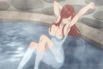  3:2_aspect_ratio alluring bathhouse big_breasts bouncing_breasts breasts completely_nude erza_scarlet fairy_tail falling gif low_resolution nude nude_filter partly_submerged red_hair stretching third-party_edit 