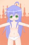  :3 blue_hair green_eyes izumi_konata konata_izumi long_hair lucky_star panties underwear 