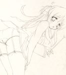  ass bent_over garter_belt hair_ribbon lace lace-trimmed_panties lace-trimmed_thighhighs legwear minase_shuu monochrome panties quiz_magic_academy ribbon shalon stockings thighhighs underwear wand 