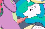  1girl 2016 caluriri dragon equine erection fellatio feral friendship_is_magic gif horn licking male mammal my_little_pony oral penis penis_lick princess_celestia_(mlp) scalie sex spike_(mlp) tapering_penis tongue tongue_out winged_unicorn wings 