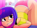  1girl ass bent_over dokuringo female female_only glitch_techs long_hair miko_kubota multicolored_hair nickelodeon panties partially_clothed pink_panties purple_hair smile solo top-down_bottom-up 