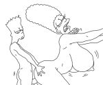  1boy 1girl bart_simpson breasts female from_behind hair hexamous huge_breasts incest male male/female marge_simpson milf monochrome mother mother_and_son nipples nude sex sketch the_simpsons vaginal 
