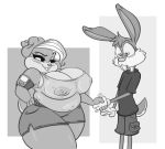  1girl big_breasts breasts buster_bunny duo joelasko male nipples patricia_bunny rabbit 