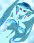  286c alluring armpits arms_up belly big_breasts breasts bursting_breasts cleavage earrings exhibitionism fish_girl huge_breasts hyrule_warriors jewelry looking_at_viewer midriff monster_girl navel nintendo nude ocarina_of_time princess_ruto purple_eyes smile the_legend_of_zelda water wet zelda_musou zora 