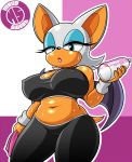  1girl ambiguous_fluids anthro bat breasts clothed clothing eyelashes female female_only furry huge_breasts large_breasts mammal megasweet rouge_the_bat sega sonic_(series) standing sweat water_bottle wings 